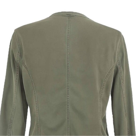 Lucky Brand Chambray Moto Jacket Small Olive Green 100% Tencel Zip Pockets Boho - Picture 4 of 8